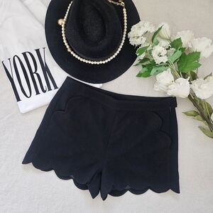 Topshop Black High Waisted Shorts Scallop Hem US 8